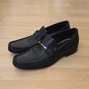 Salvatore Ferragamo 'Grandioso' Gancini Bit Loafers Black Leather Mens Shoe Sz 8